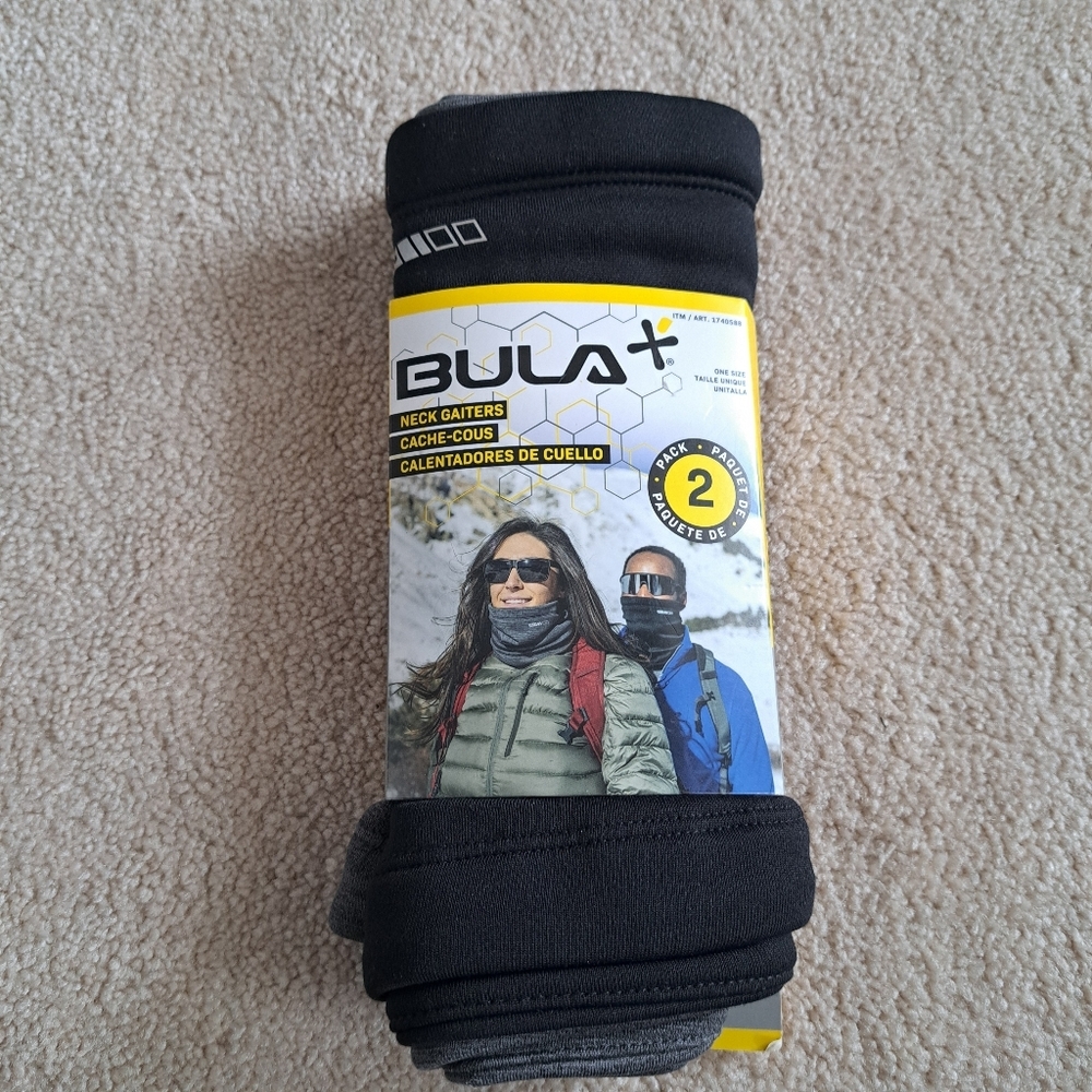 Bula Neck Warmers 2 Pack Black Grey Unisex Winter Neck Gaiter Outdoor Accesories